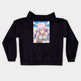 Anime Girl Beach Day Kids Hoodie